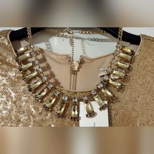 Statement necklace w clear, yellow, and black jewels